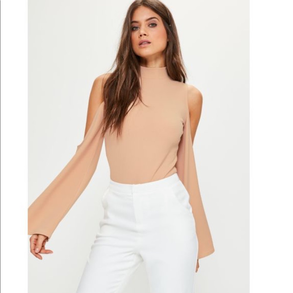 Cold Shoulder Tan Bodysuit- Sold out style!